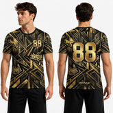 Black and gold t-shirt with number 88 and 'Streetwear' text, shown front and back on a model.