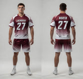 Custom Maroon White Lacrosse Uniforms