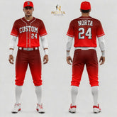 Custom Red White Baseball Uniforms