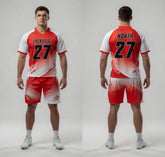 Custom White Red Lacrosse Uniforms