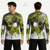 Long-sleeve shirt with a unique design on a white background