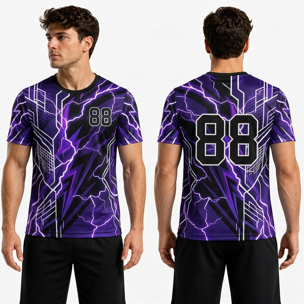 Purple sports jersey with number 88 displayed from front and back on a white background