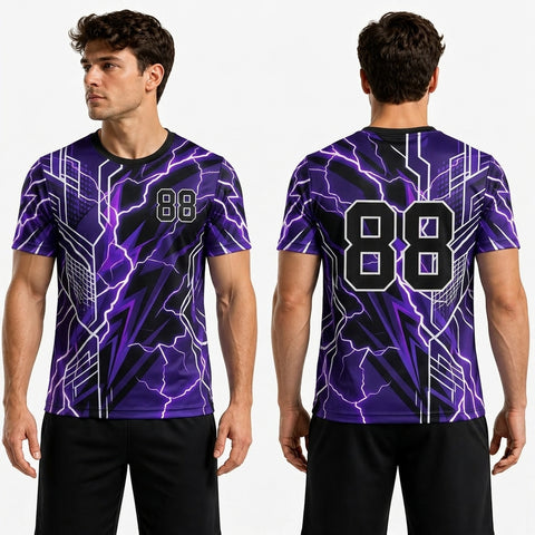 Purple sports jersey with number 88 displayed from front and back on a white background