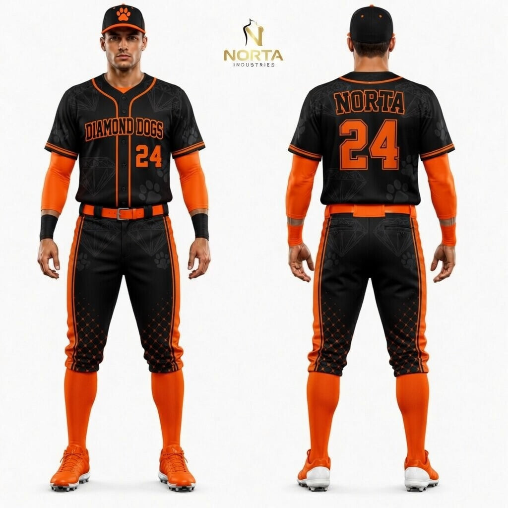 Custom Black Orange Baseball Uniforms