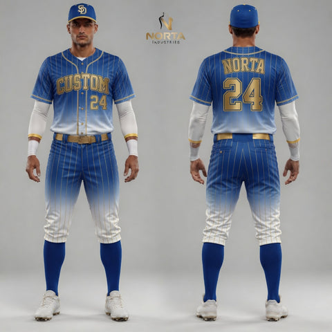 Custom Blue and White Baseball Uniform