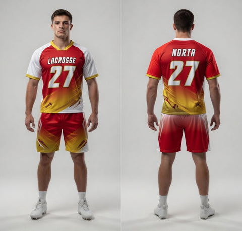 Custom Red Lacrosse Uniforms