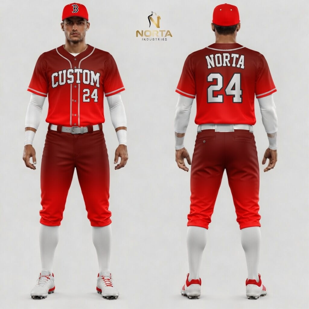 Custom Red White Baseball Uniforms