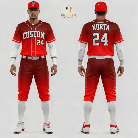Custom Red White Baseball Uniforms