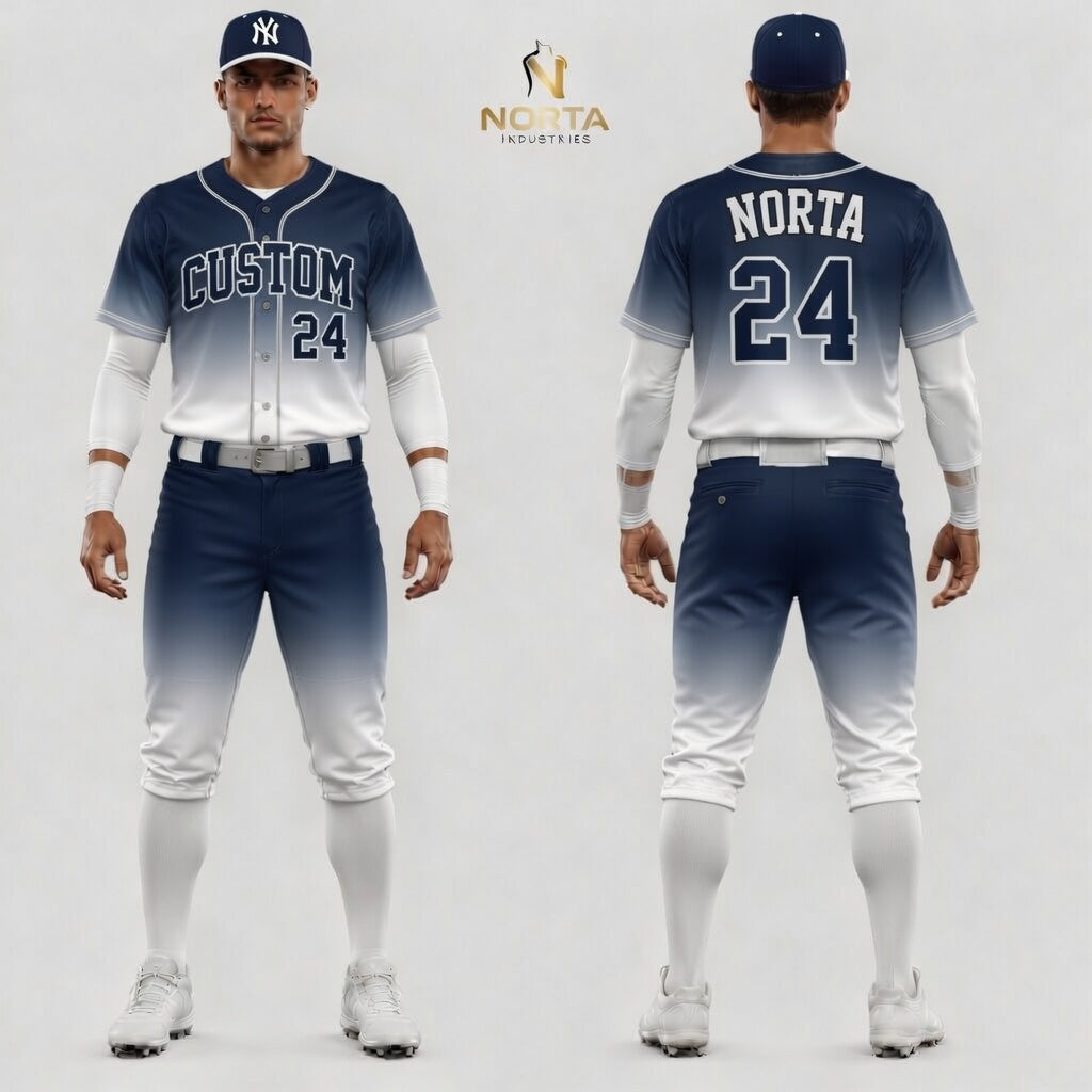 Custom White Navy Blue Baseball Uniforms
