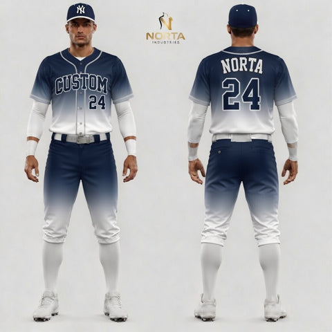 Custom White Navy Blue Baseball Uniforms