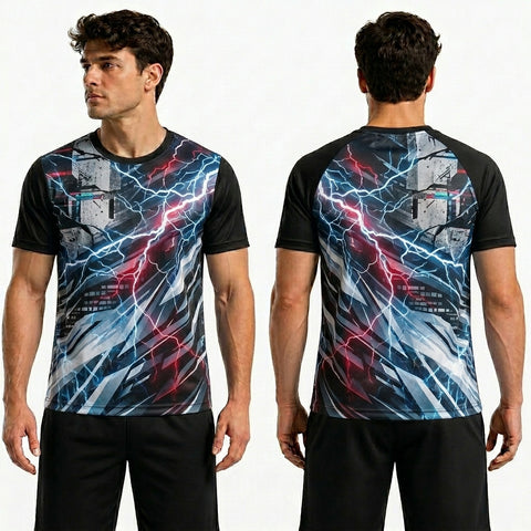 Vibrant Blue Purple Pattern Polyester T Shirts