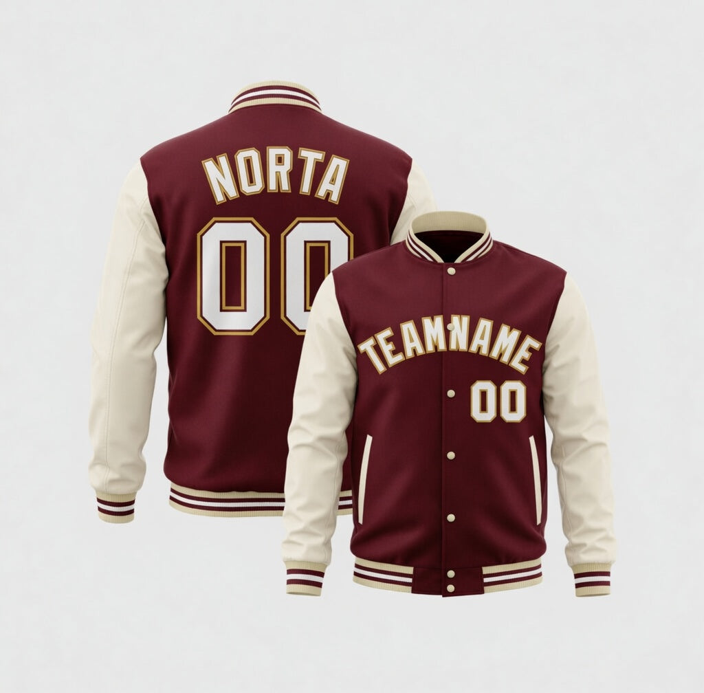 White Crimson Varsity Jackets s