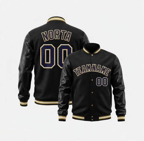 Custom Black Old Gold Varsity Jackets